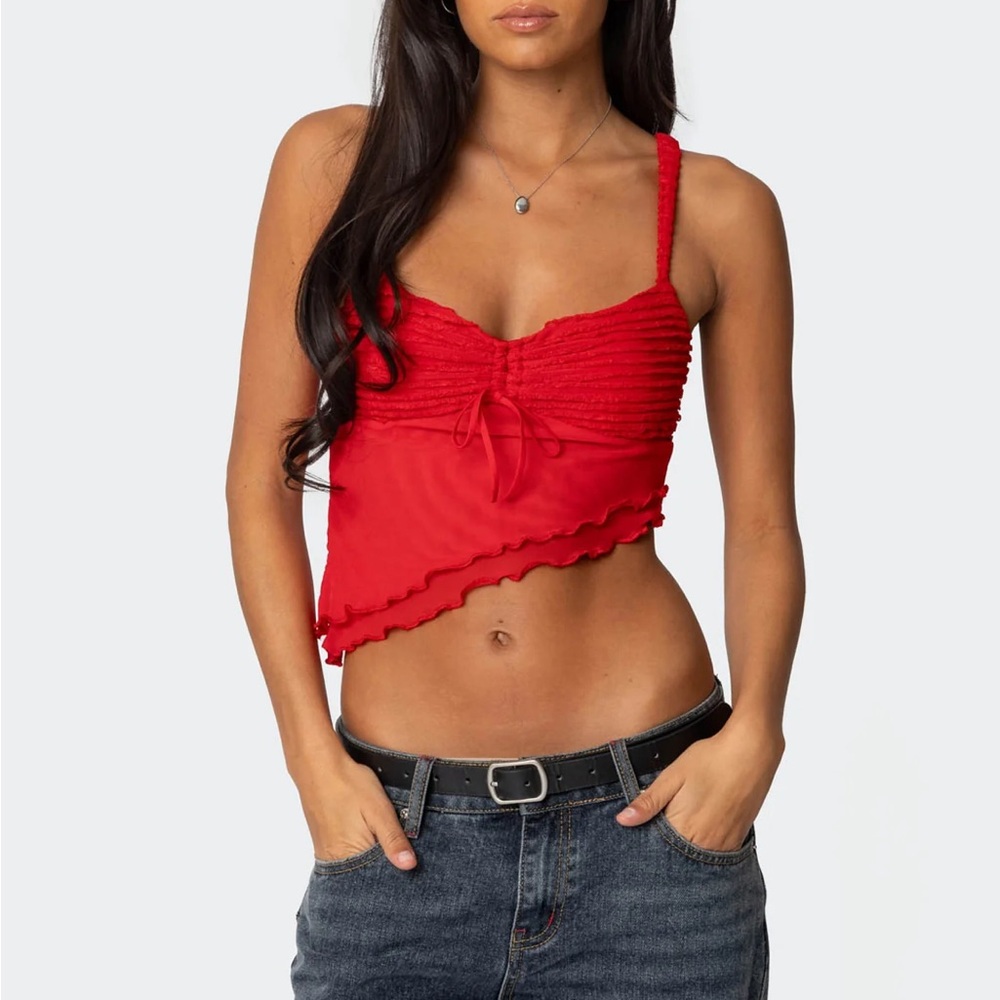 Edikted Ruffled Asymmetric Tank Top